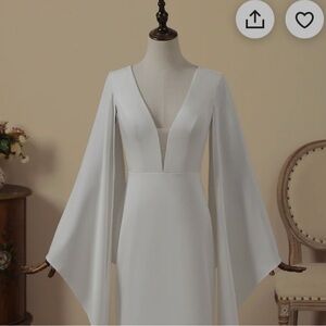 Elegant Prom or Bridal White V-Neck Mermaid Dress